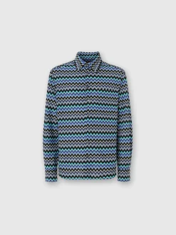 Zig zag cotton shirt with breast pocket