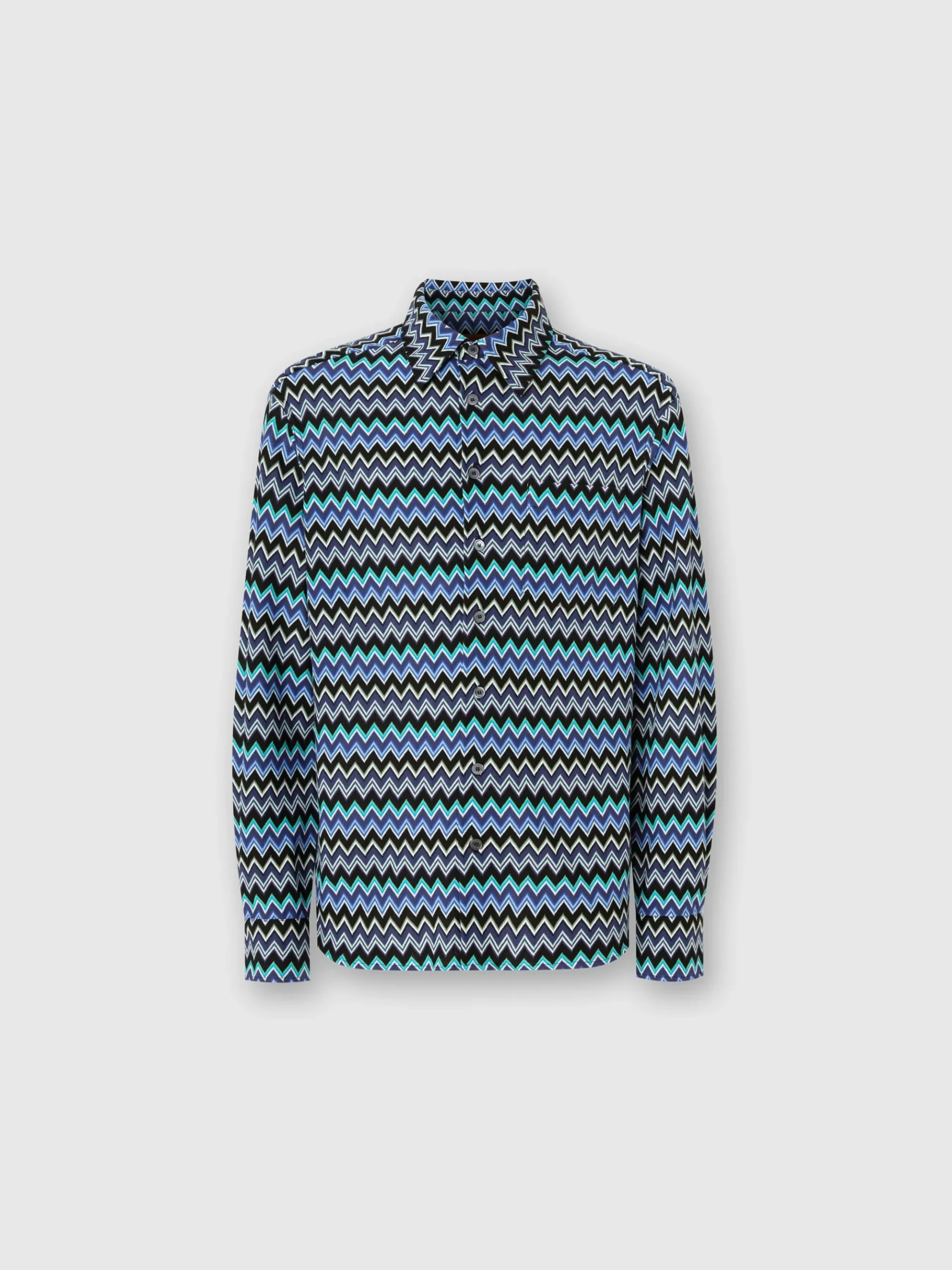 Zig zag cotton shirt with breast pocket