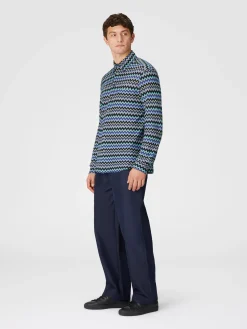 Zig zag cotton shirt with breast pocket