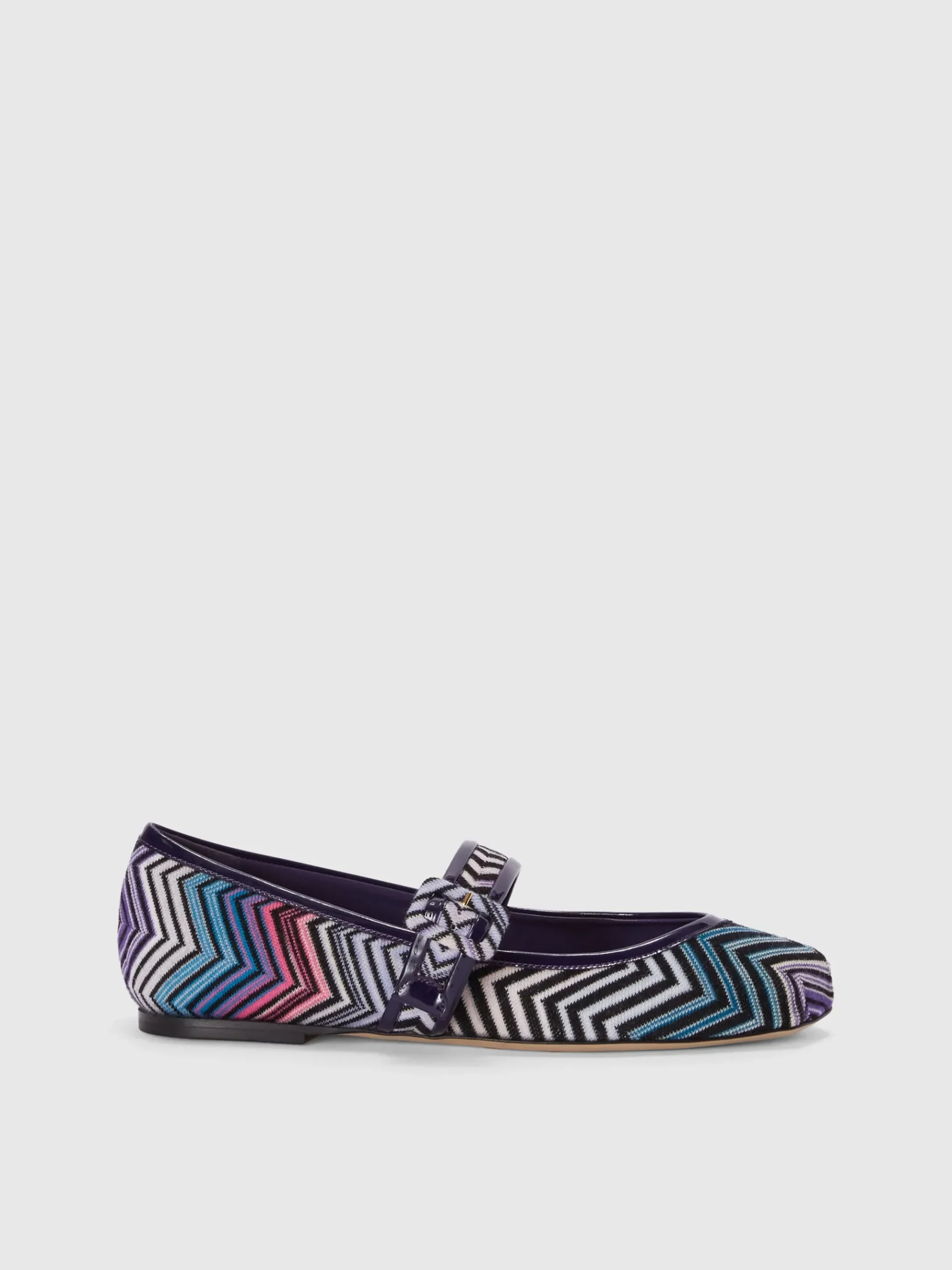 Zig zag fabric ballet flats with strap