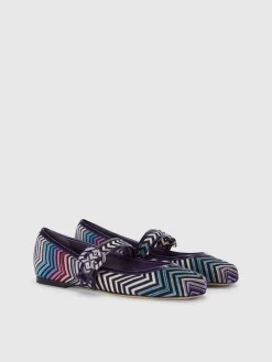 Zig zag fabric ballet flats with strap