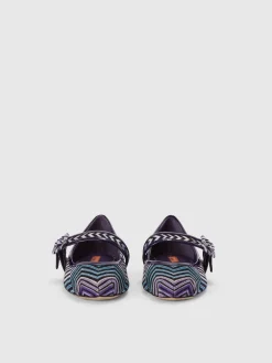 Zig zag fabric ballet flats with strap