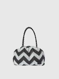 Zig zag fabric clutch with removable shoulder strap