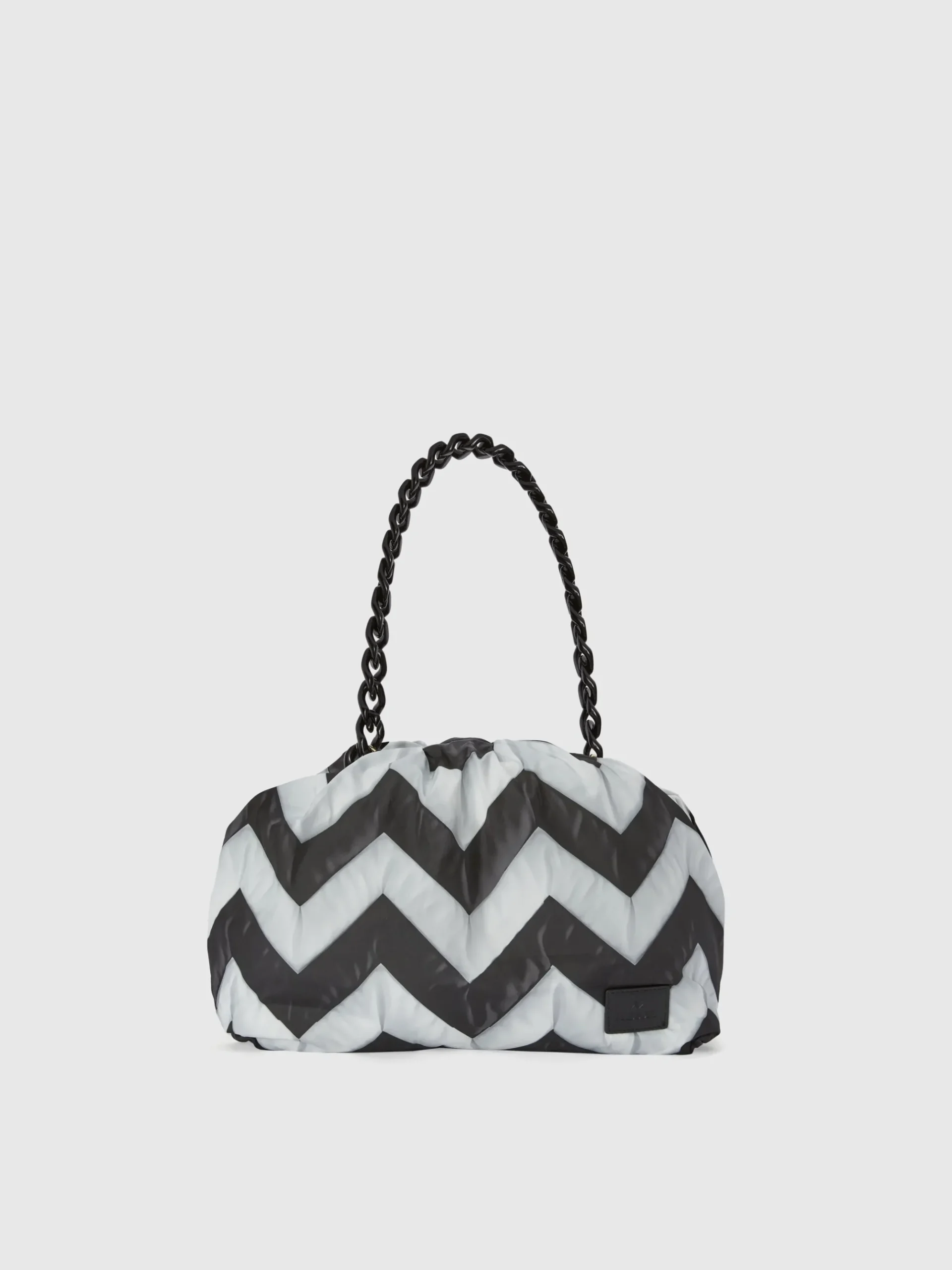 Zig zag fabric clutch with removable shoulder strap