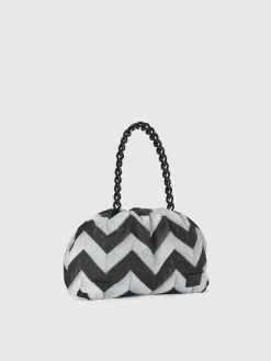 Zig zag fabric clutch with removable shoulder strap