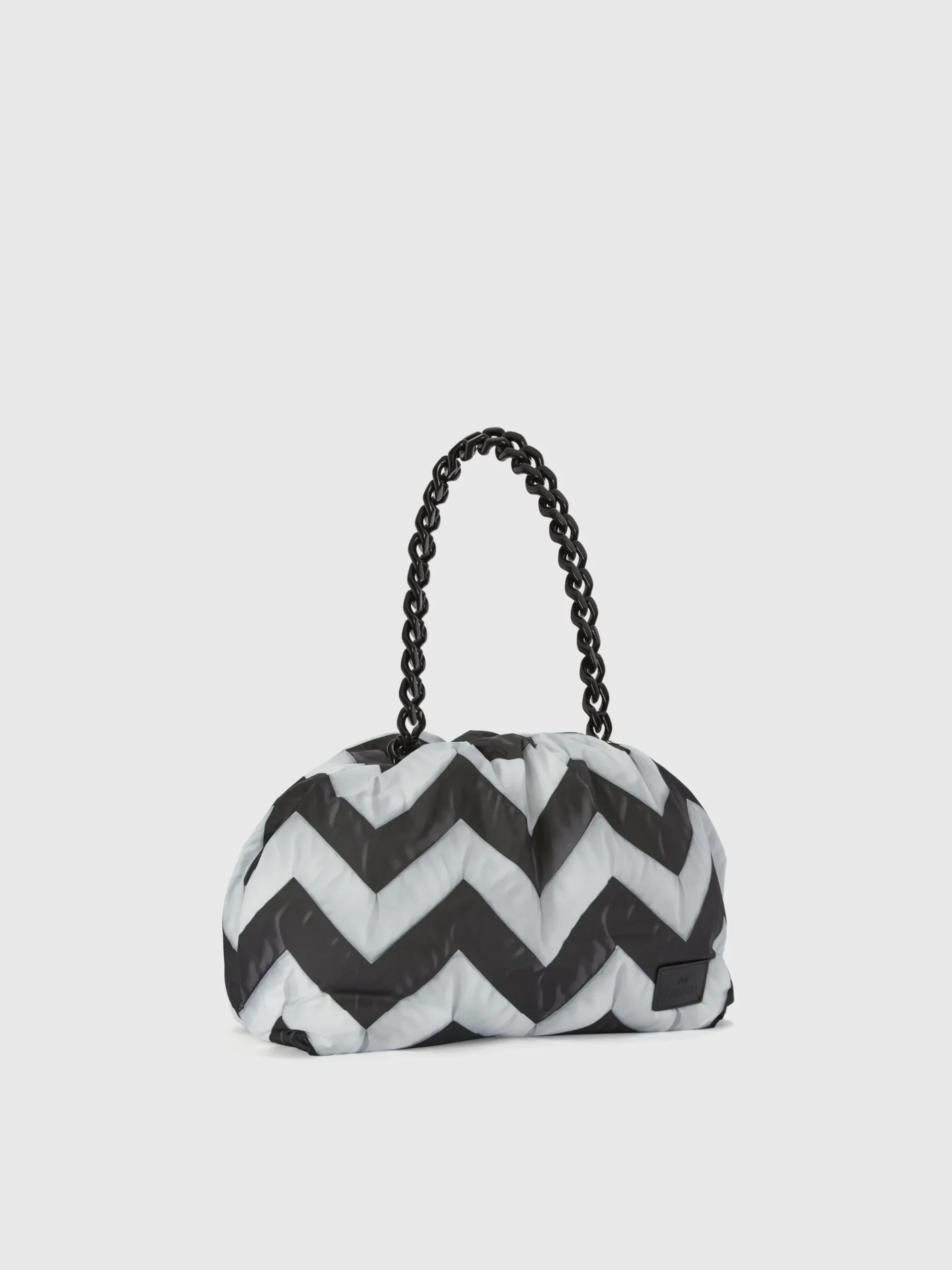 Zig zag fabric clutch with removable shoulder strap