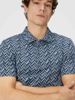 Zig zag jacquard cotton jersey polo shirt