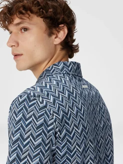 Zig zag jacquard cotton jersey polo shirt