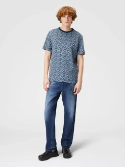 Zig zag jacquard cotton jersey T-shirt