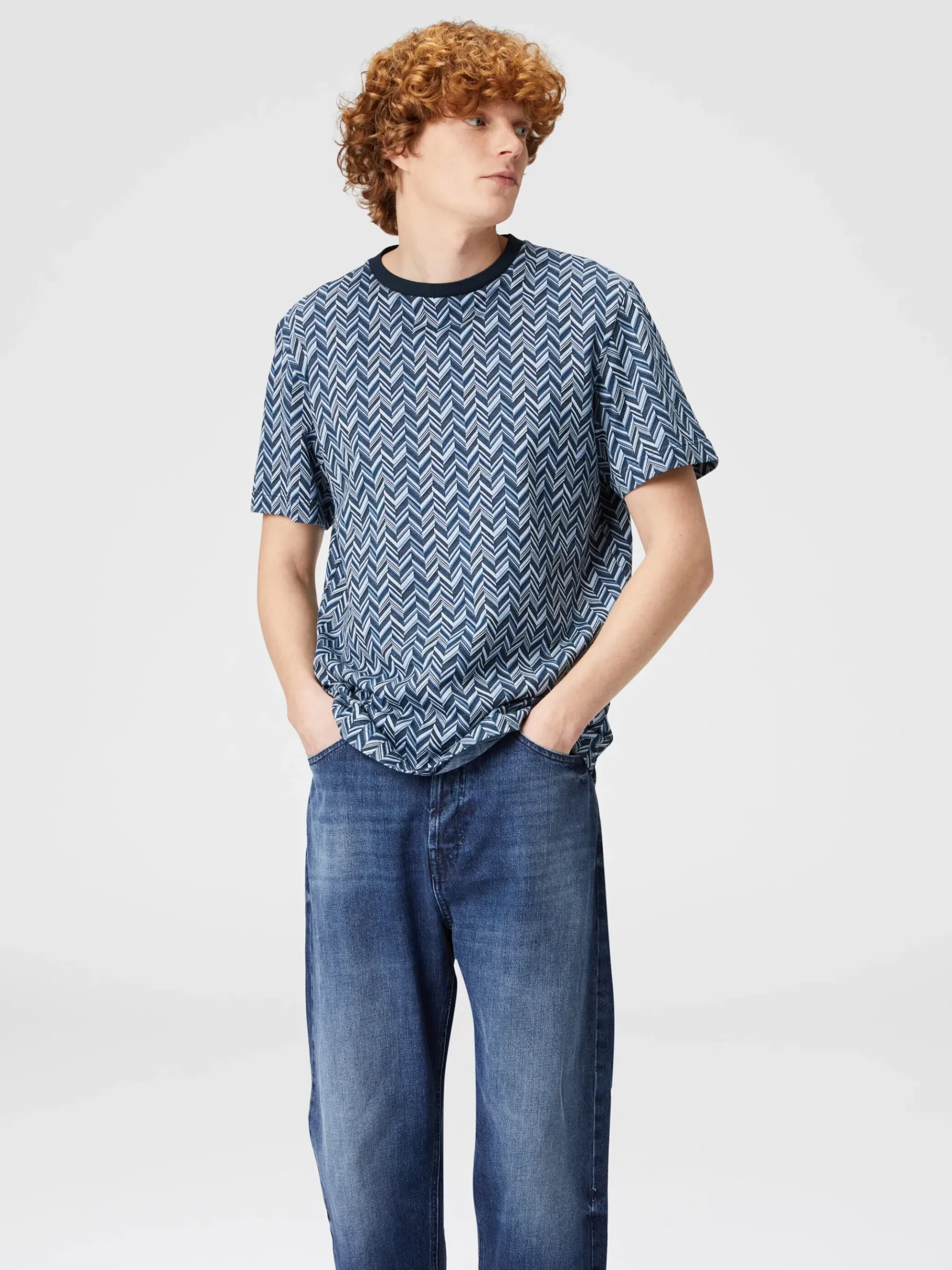 Zig zag jacquard cotton jersey T-shirt