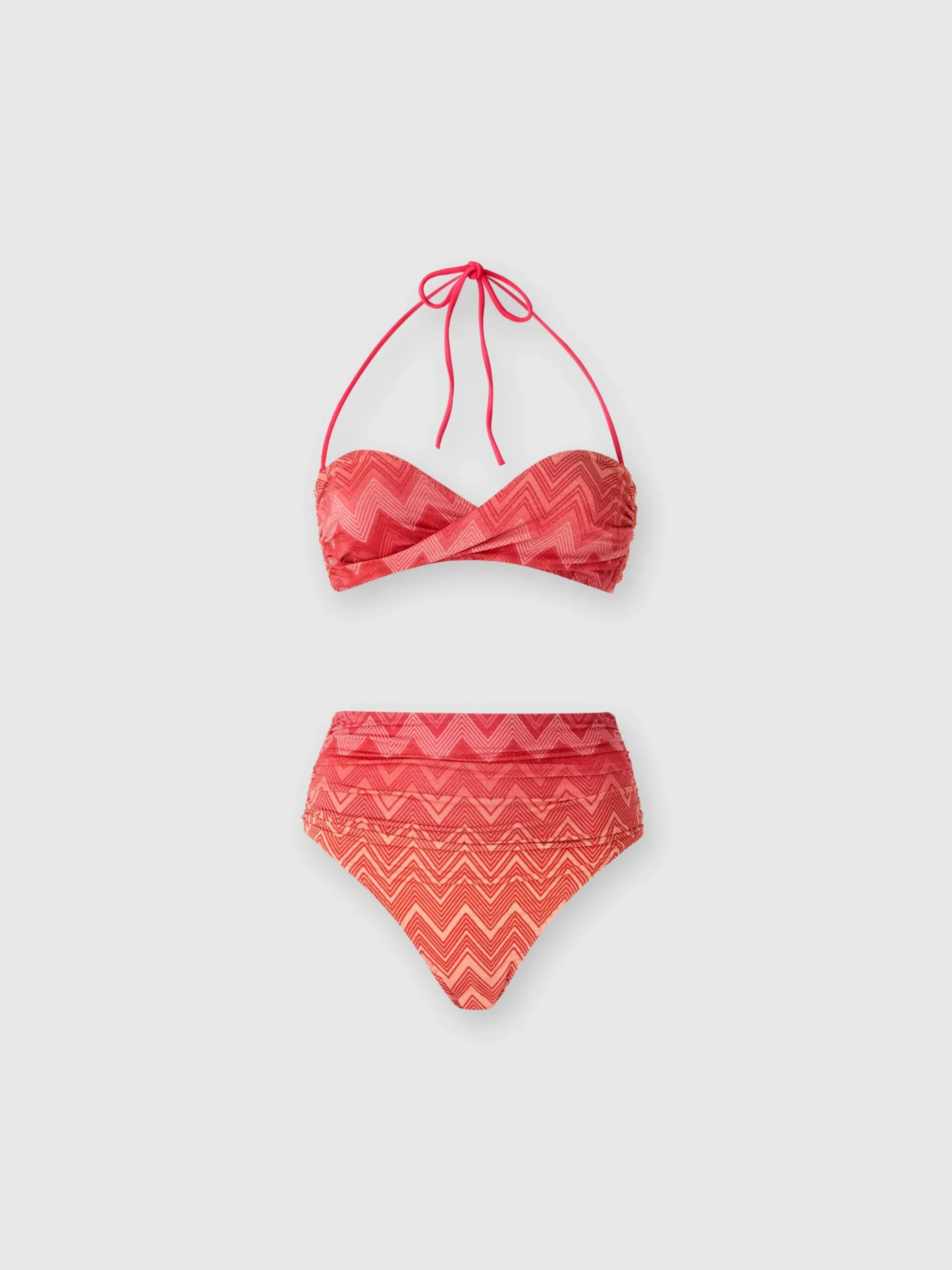 Zig zag lamé stretch nylon bikini with high bottom