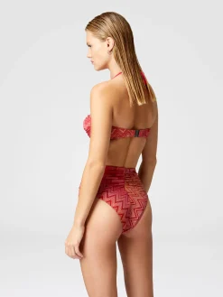 Zig zag lamé stretch nylon bikini with high bottom