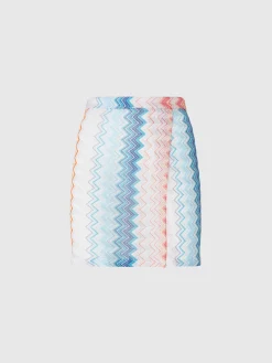 Zig zag lamé viscose blend sarong mini skirt