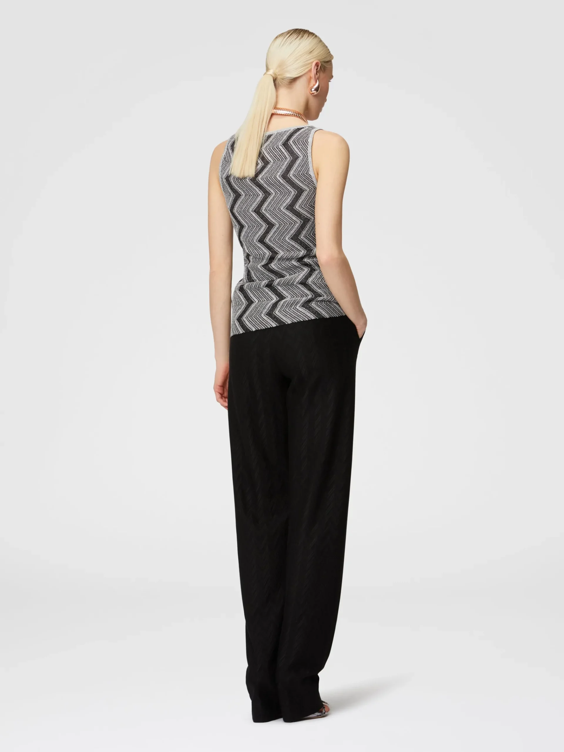 Zig zag lamé viscose tank top