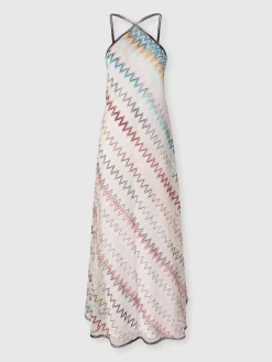Zig zag mesh cover-up dress with sequins