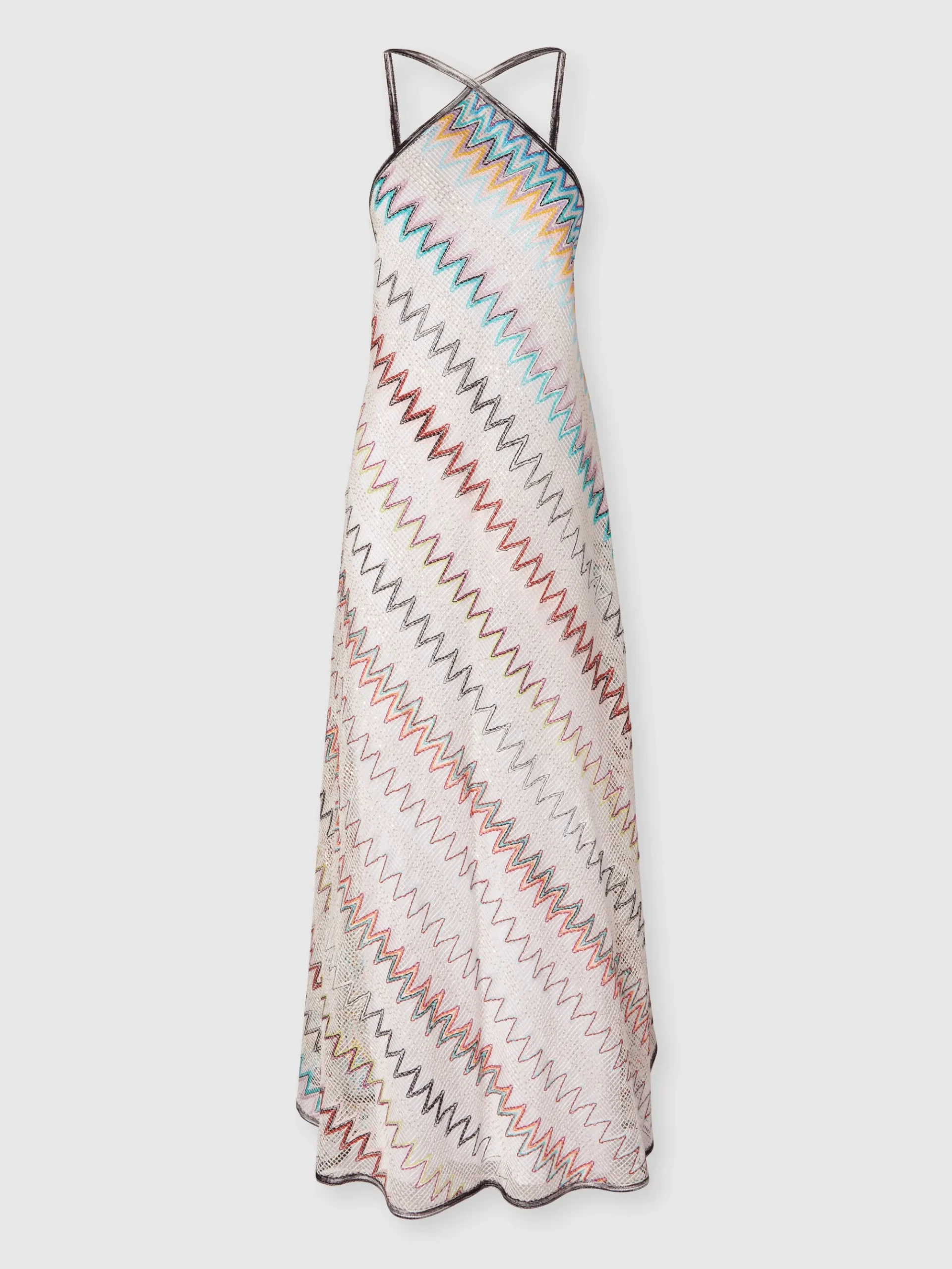 Zig zag mesh cover-up dress with sequins