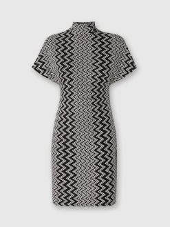 Zig zag mini-dress with sculptural sleeves
