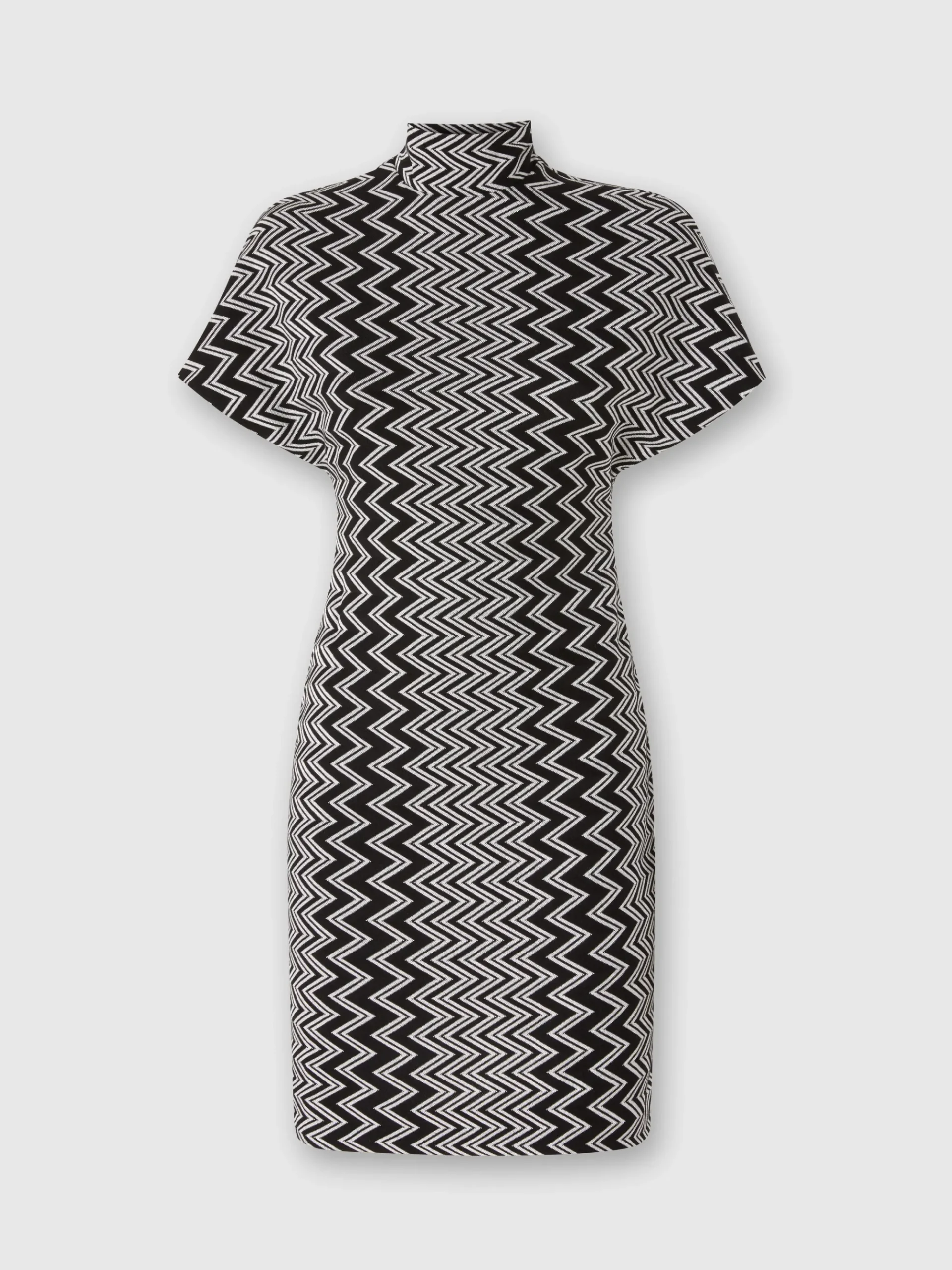 Zig zag mini-dress with sculptural sleeves