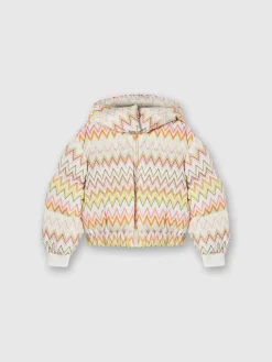 Zig zag nylon down jacket with hood