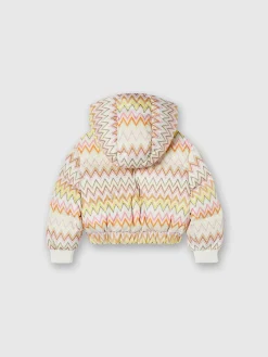 Zig zag nylon down jacket with hood