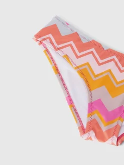 Zig zag print bikini swimsuit with logo