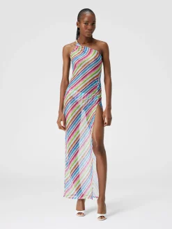 Zig zag print cover-up dress with knot neckline