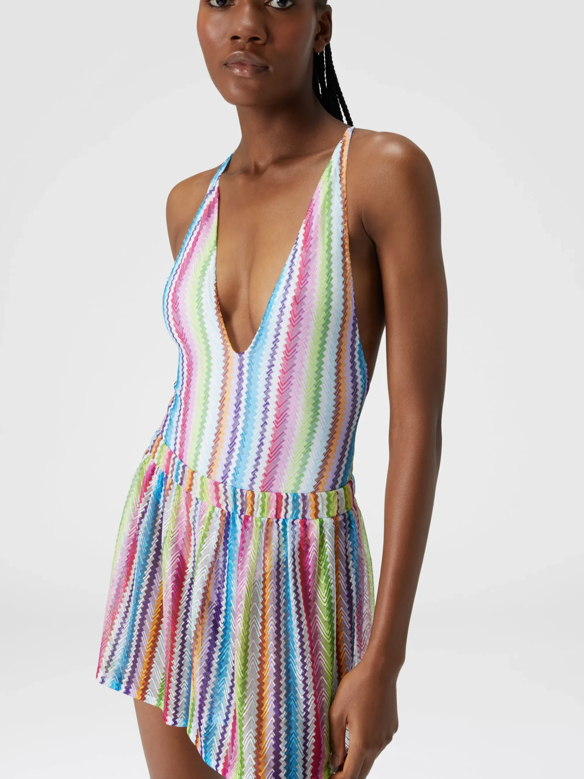 Zig zag print cover-up shorts