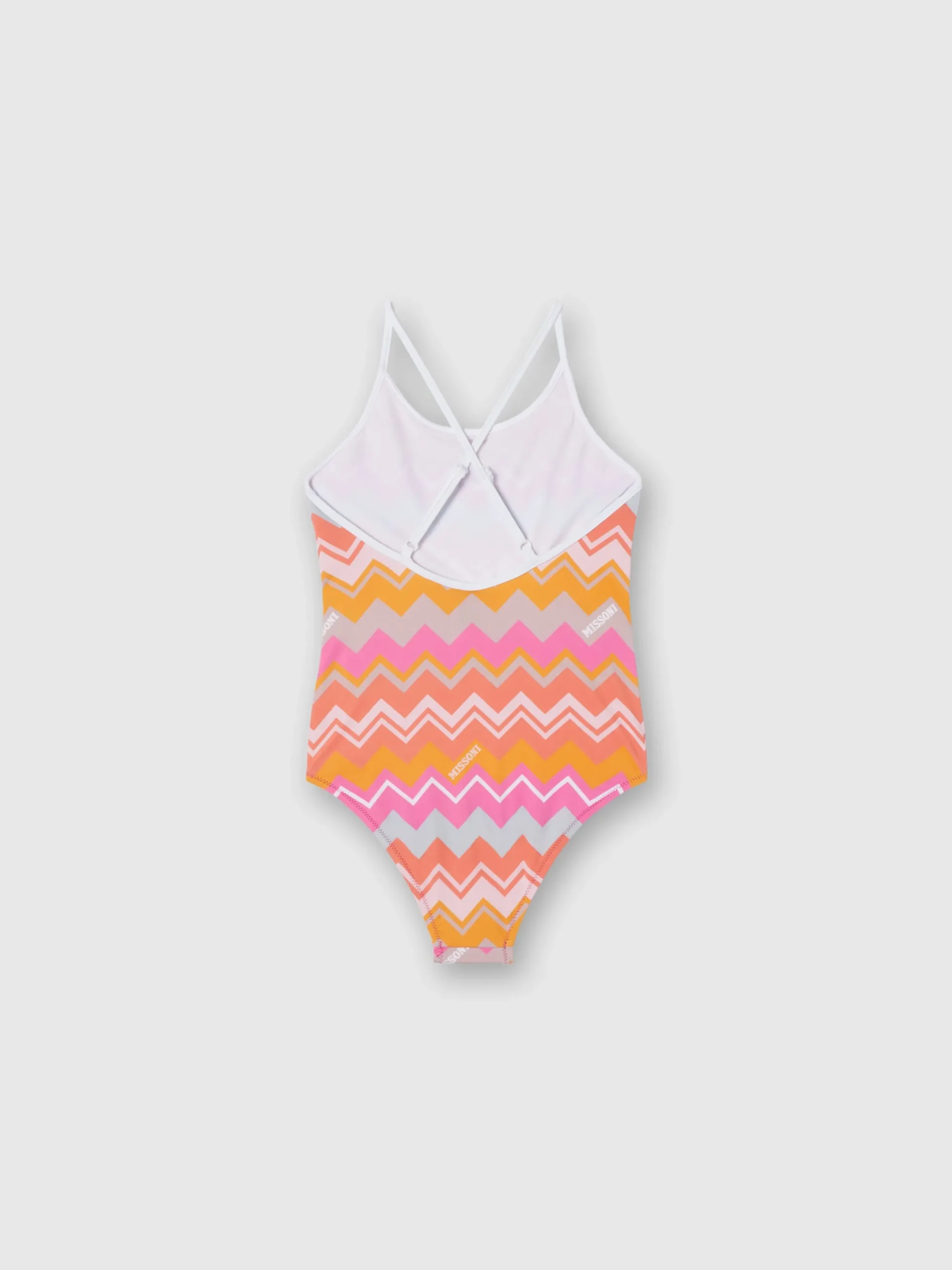 Zig zag print one-piece swimsuit with logo