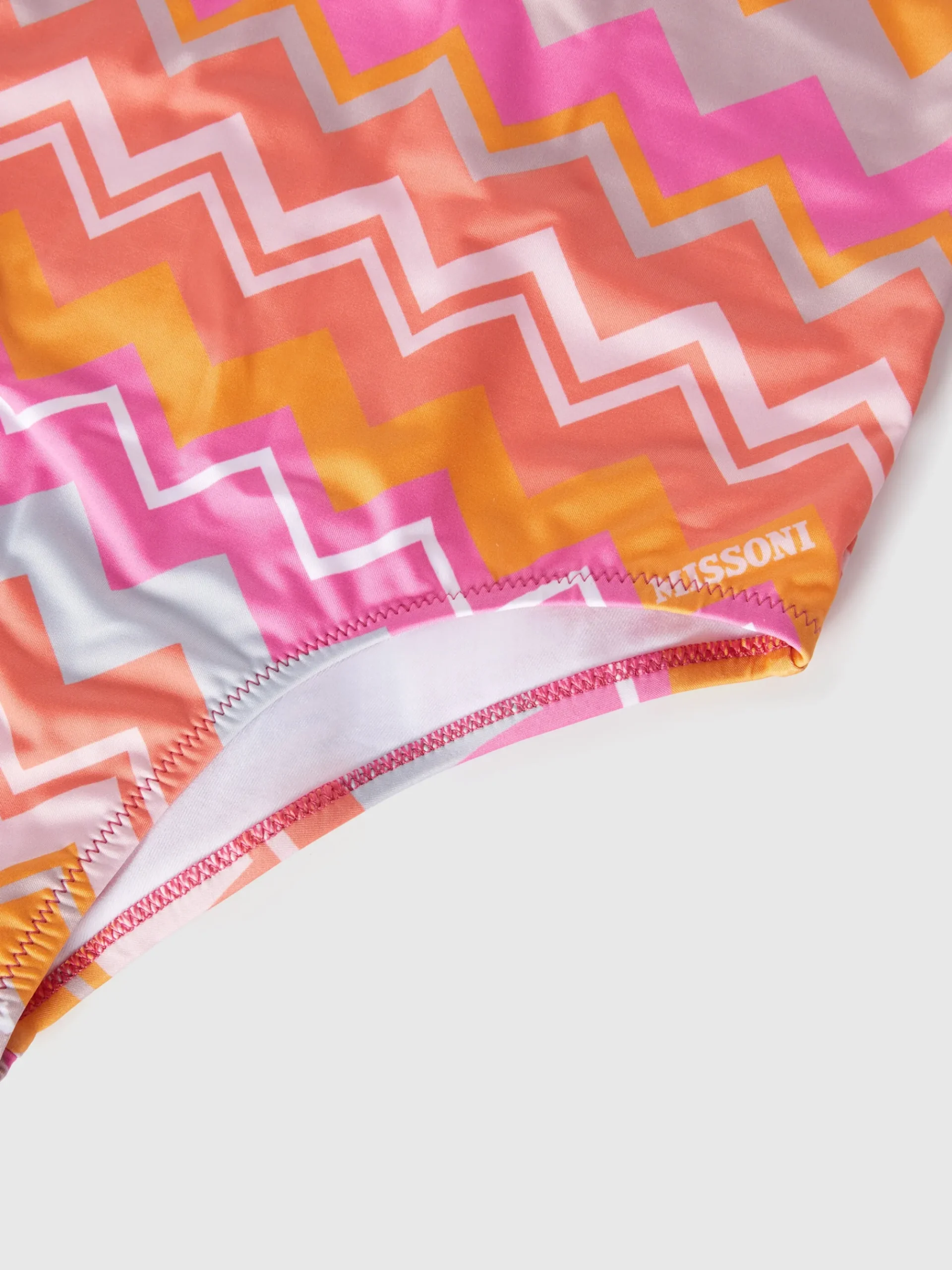 Zig zag print one-piece swimsuit with logo