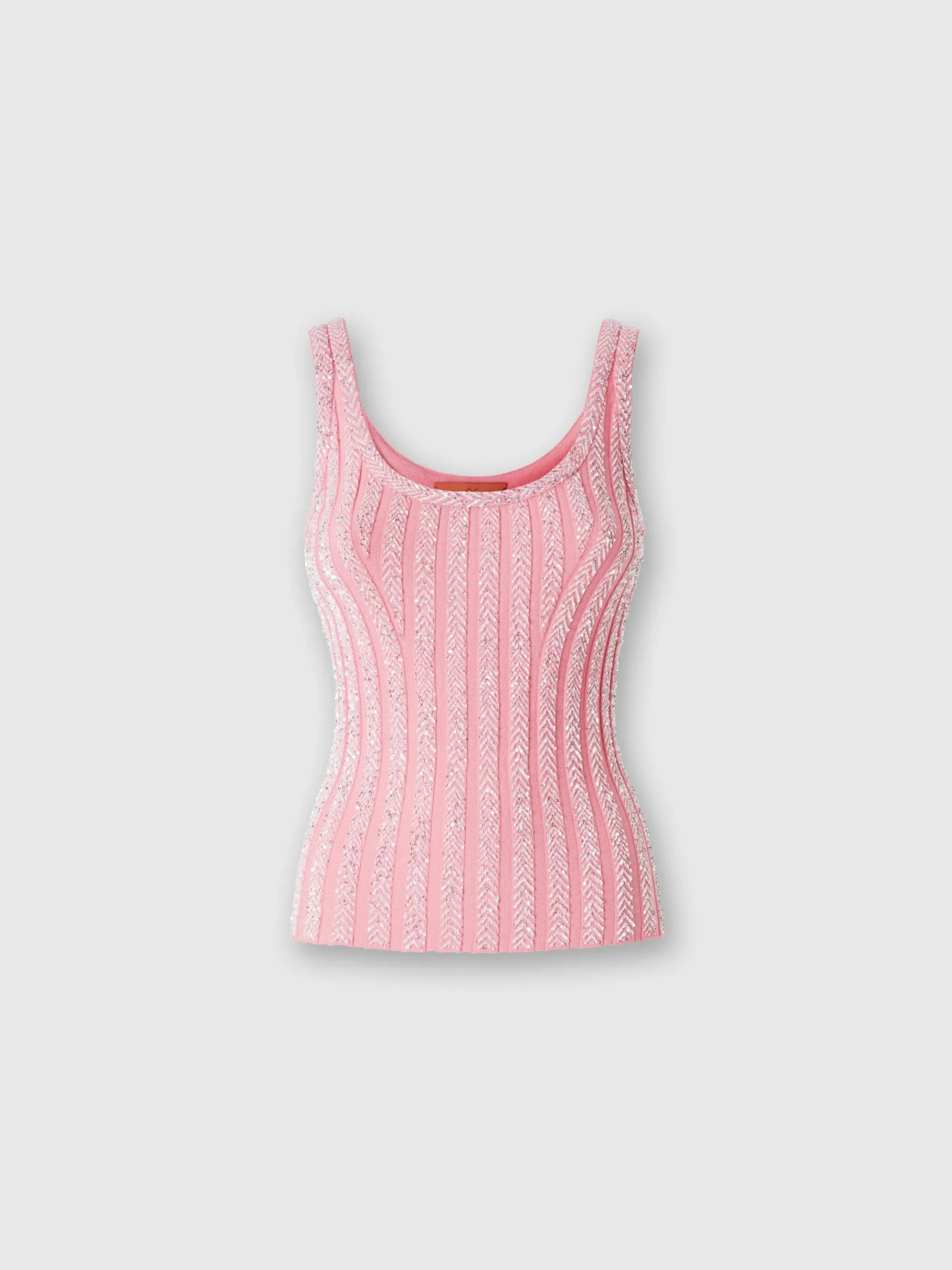 Zig zag ribbed tank top with sequins