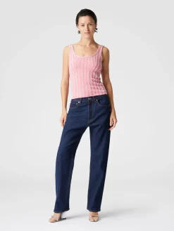Zig zag ribbed tank top with sequins