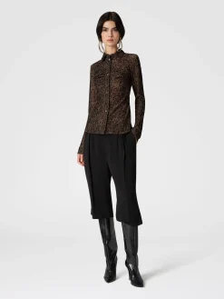 Zig zag tulle shirt with gathering