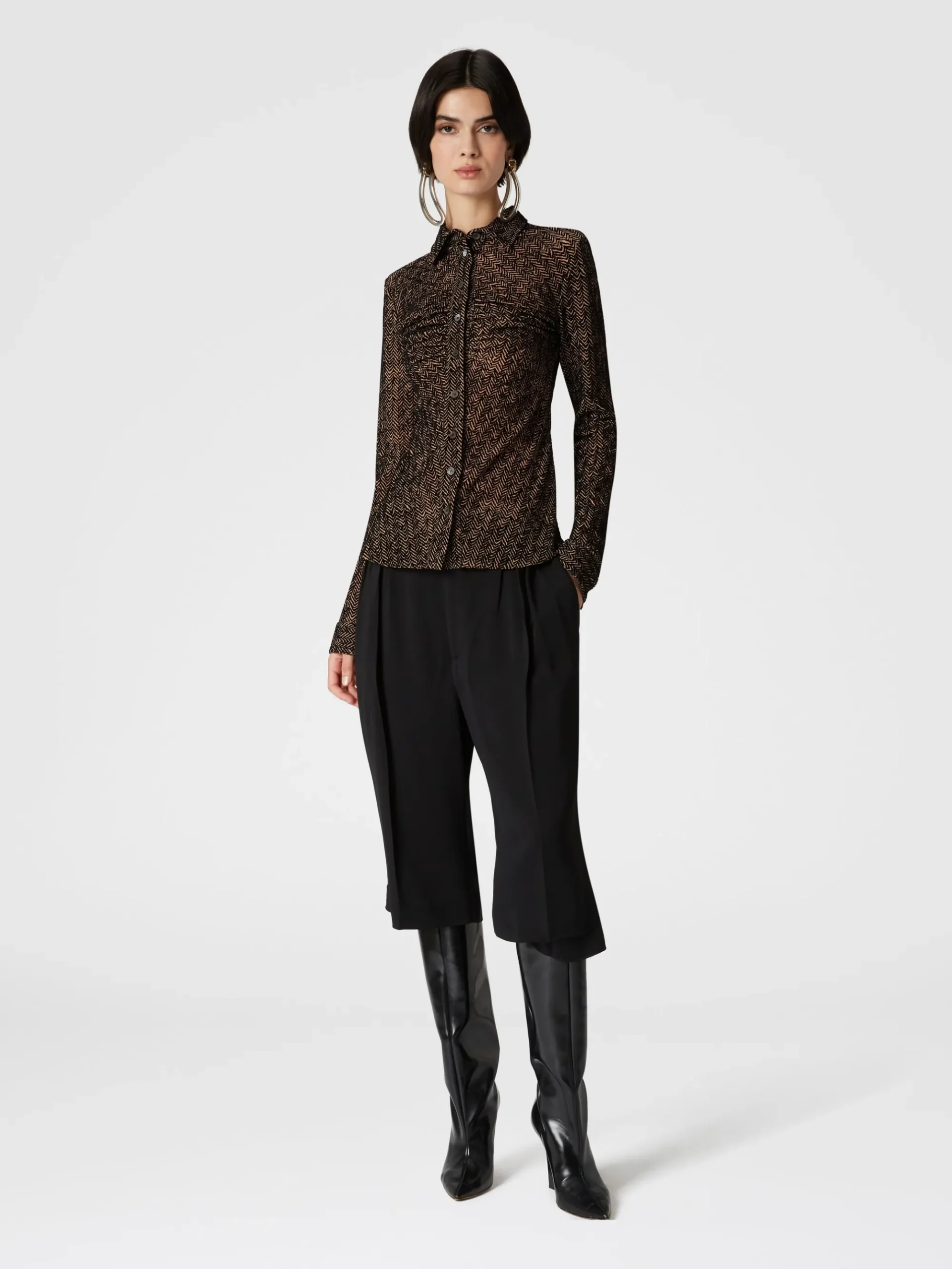 Zig zag tulle shirt with gathering
