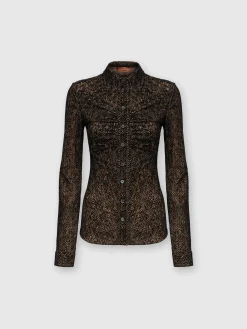 Zig zag tulle shirt with gathering