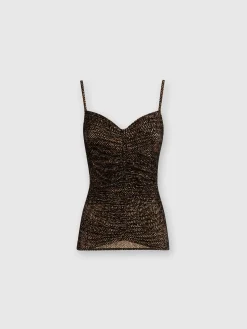 Zig zag tulle tank top with gathering