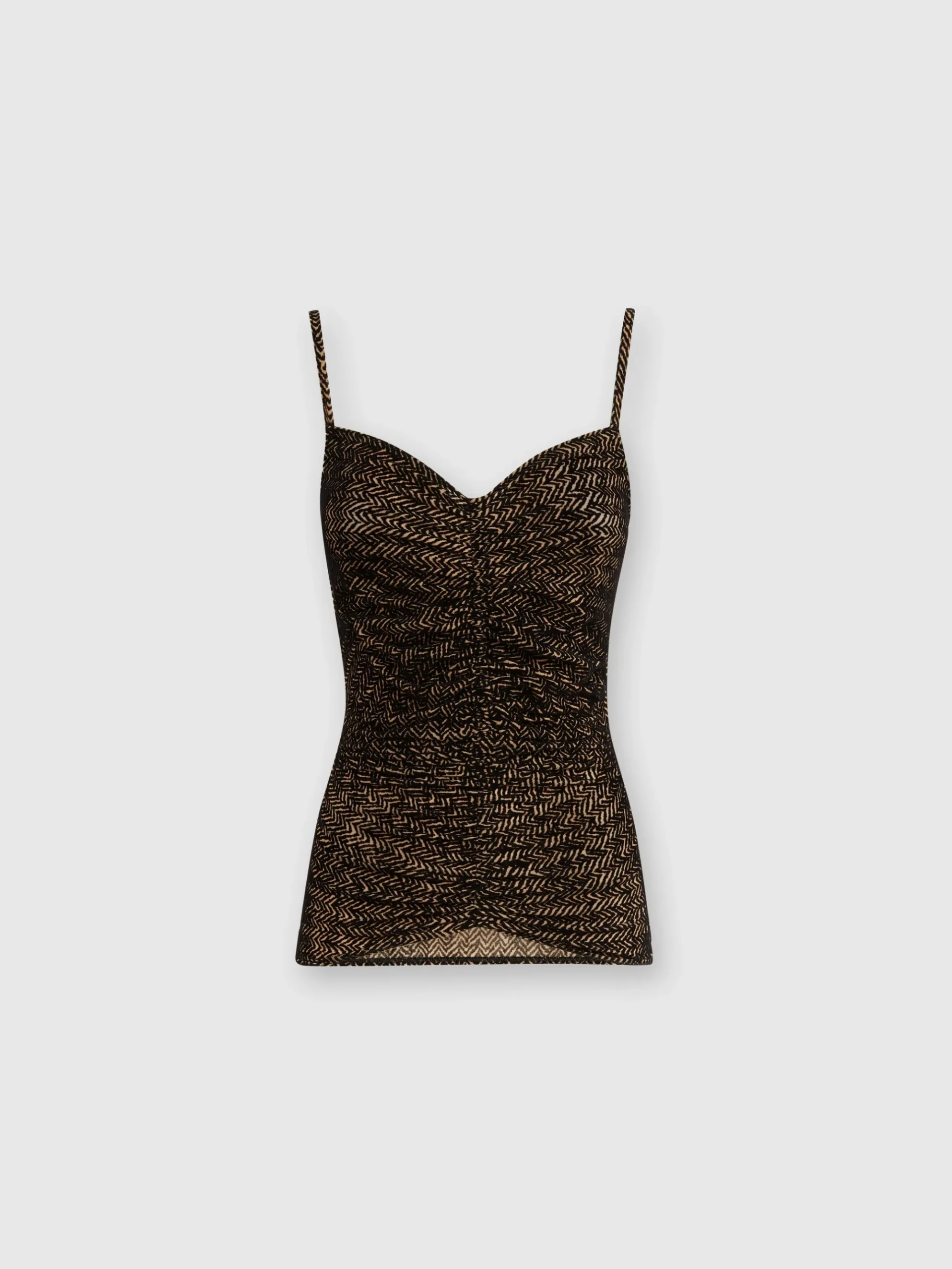Zig zag tulle tank top with gathering