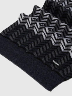Zig zag virgin wool scarf with logo
