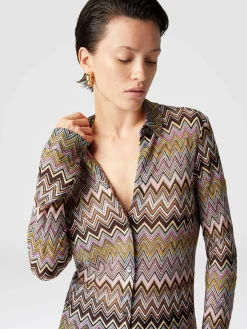 Zig zag viscose knit shirt