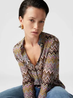 Zig zag viscose knit shirt