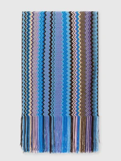 Zig zag viscose scarf with fringes