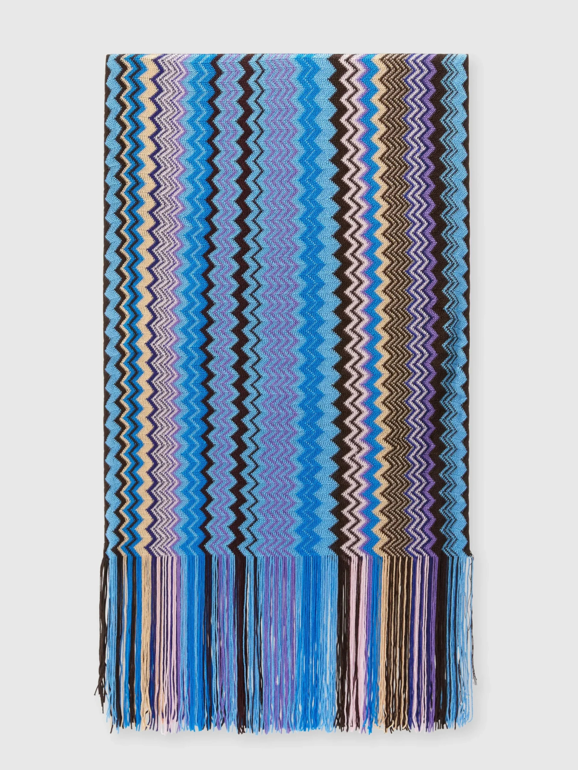 Zig zag viscose scarf with fringes