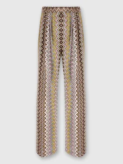 Zig zag viscose trousers with pleats