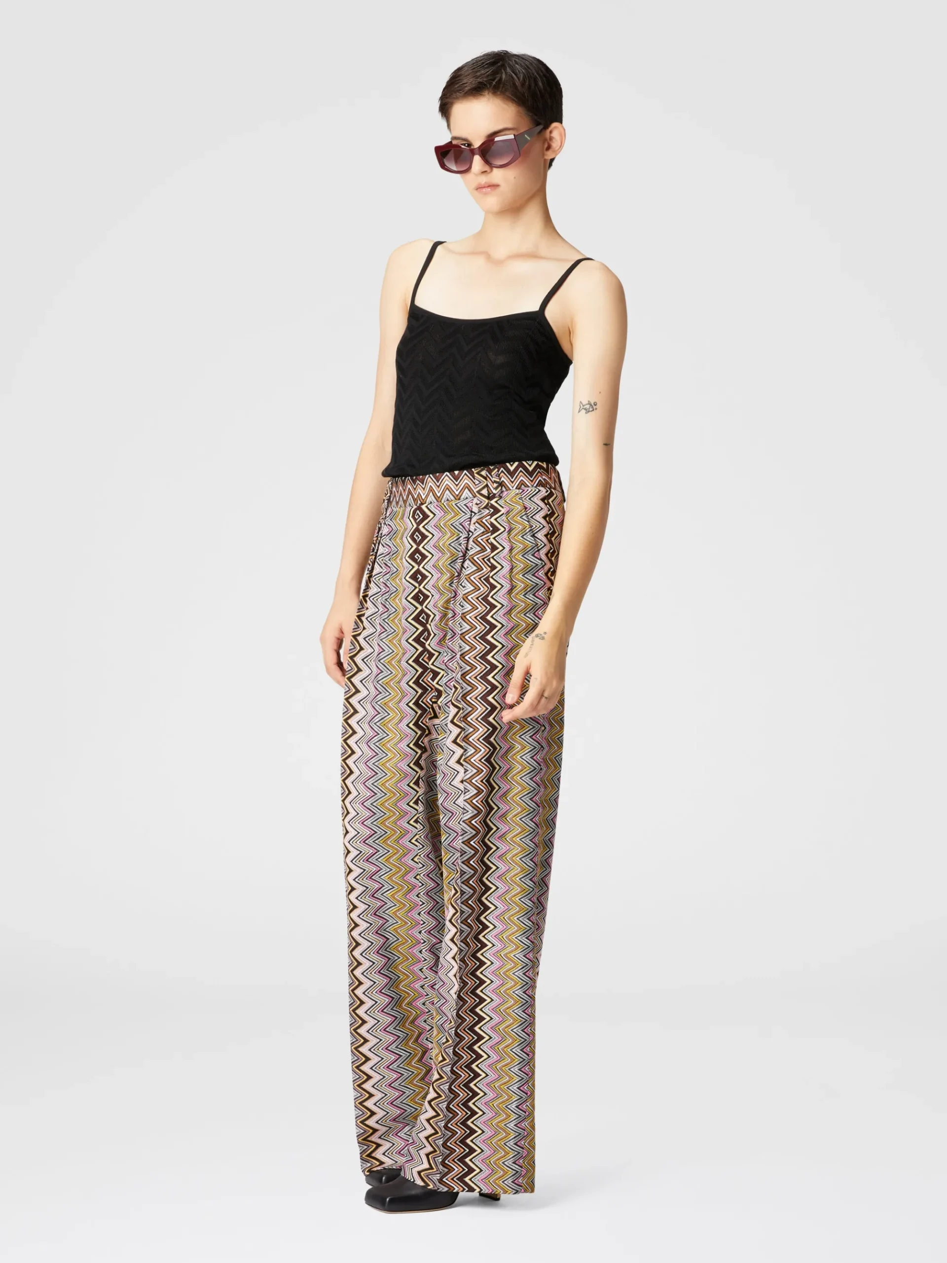 Zig zag viscose trousers with pleats