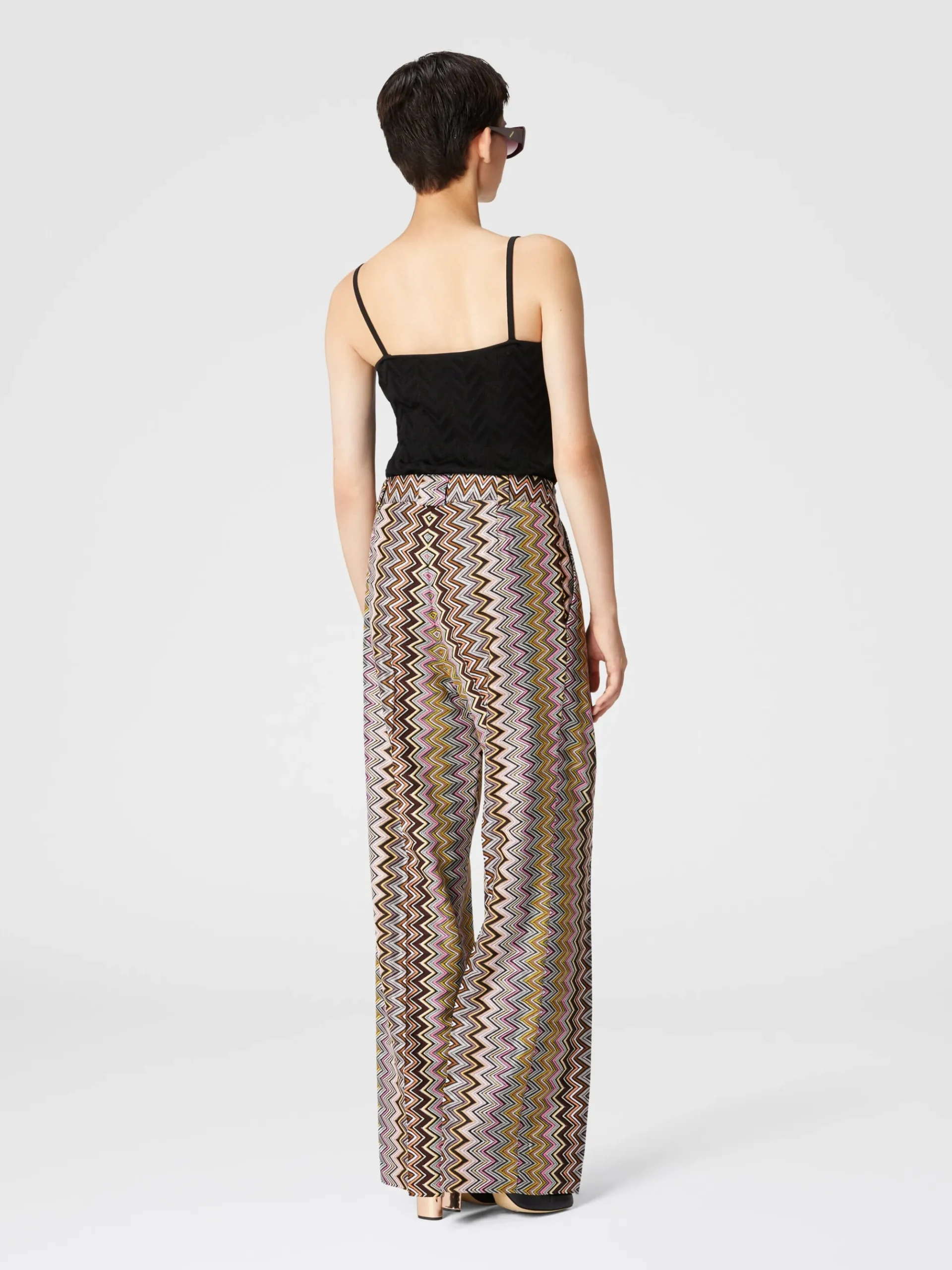 Zig zag viscose trousers with pleats