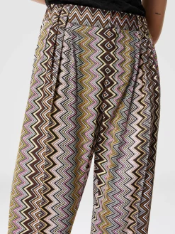 Zig zag viscose trousers with pleats