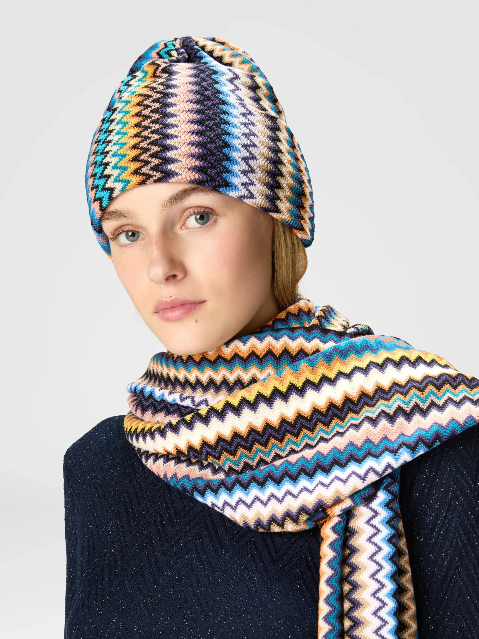 Zig zag wool beanie