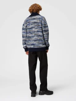 Zig zag wool cardigan with shawl collar