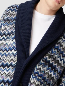 Zig zag wool cardigan with shawl collar