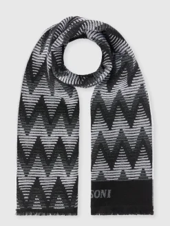 Zig zag wool scarf with logo