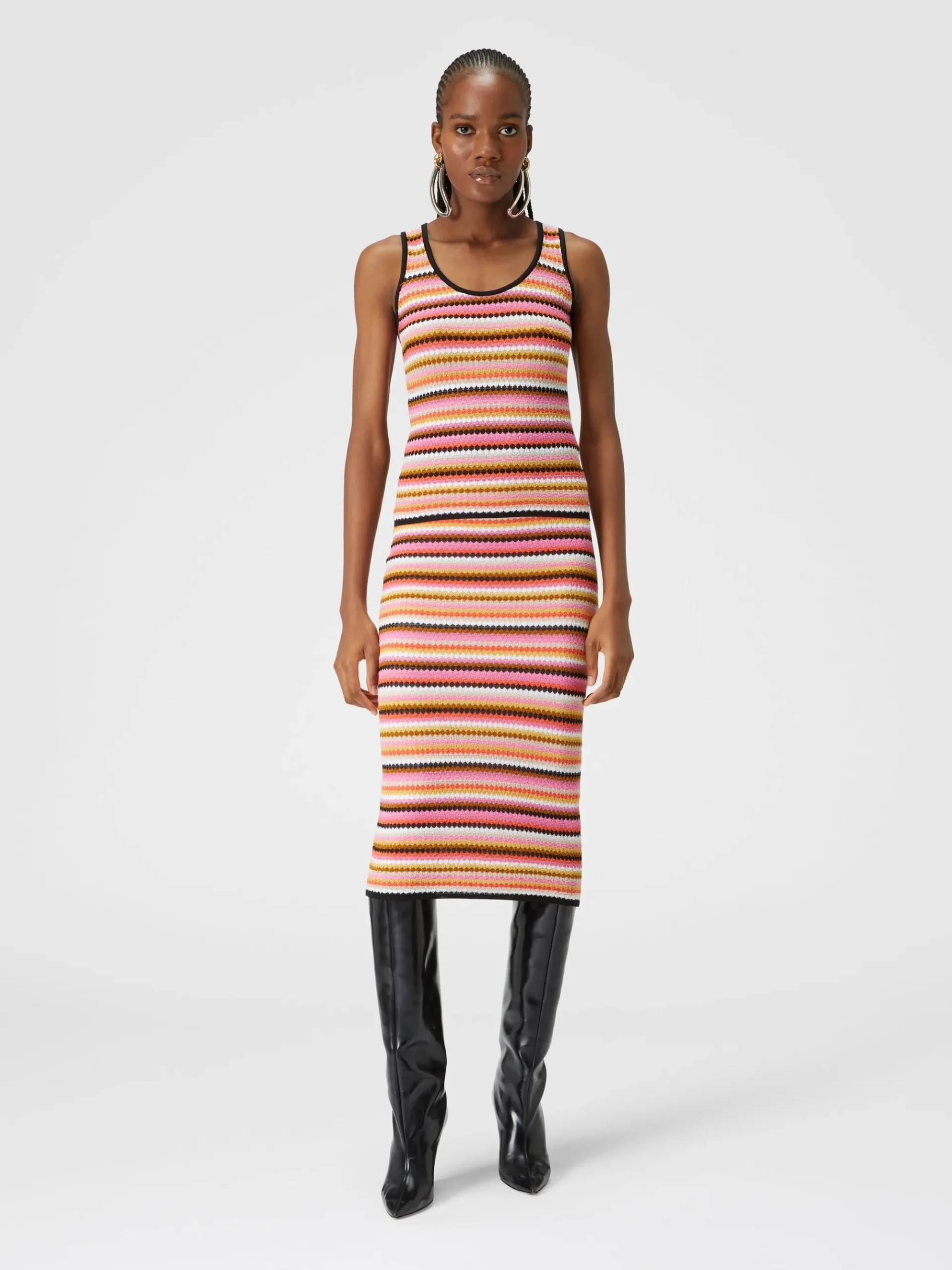 Zigzag cotton and viscose midi skirt
